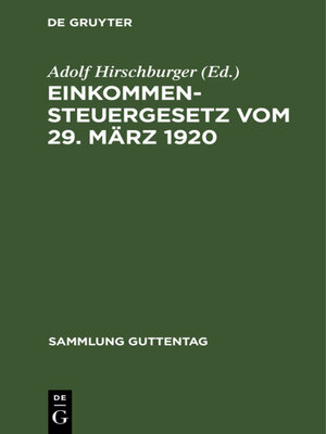 cover image of Einkommensteuergesetz vom 29. März 1920